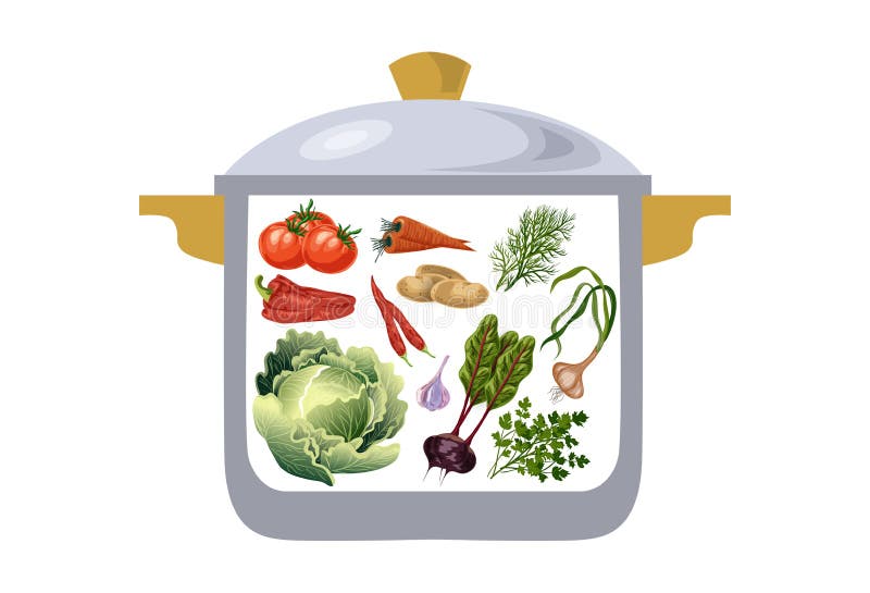 Potrawka z warzywami, składniki dla przygotowania borscht ilustracji Potrawka z warzywami, składniki dla przygotowania borscht ilustracji