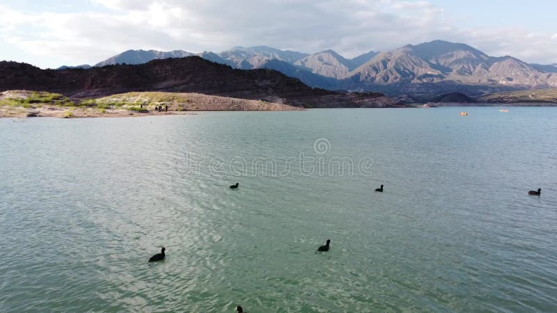 Potrerillos lakeaerial view of dam los andes montanhas mendoza