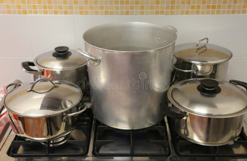 Pots in the Commercial Kitchen Stock Photo Image of cover, cuisine