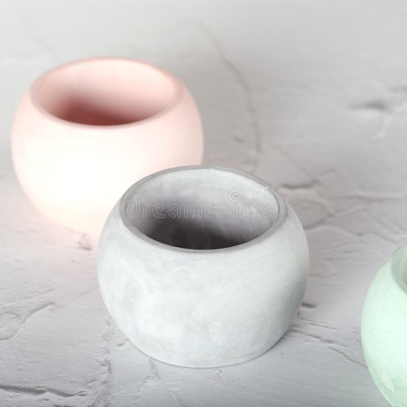 Pots Made of Gypsum for Plants. Stock Photo Image of nature, spring