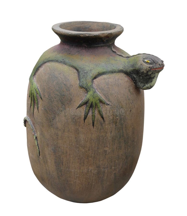 Potter Vessel with Lizard Isolated. Stock Photo Image of vessels