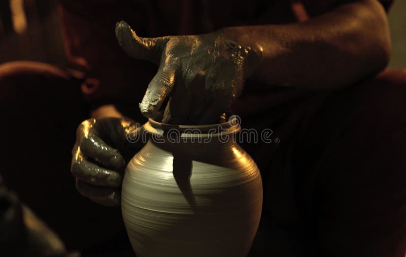 Potters hands stock image. Image of dirty, lighting, craftsmanship