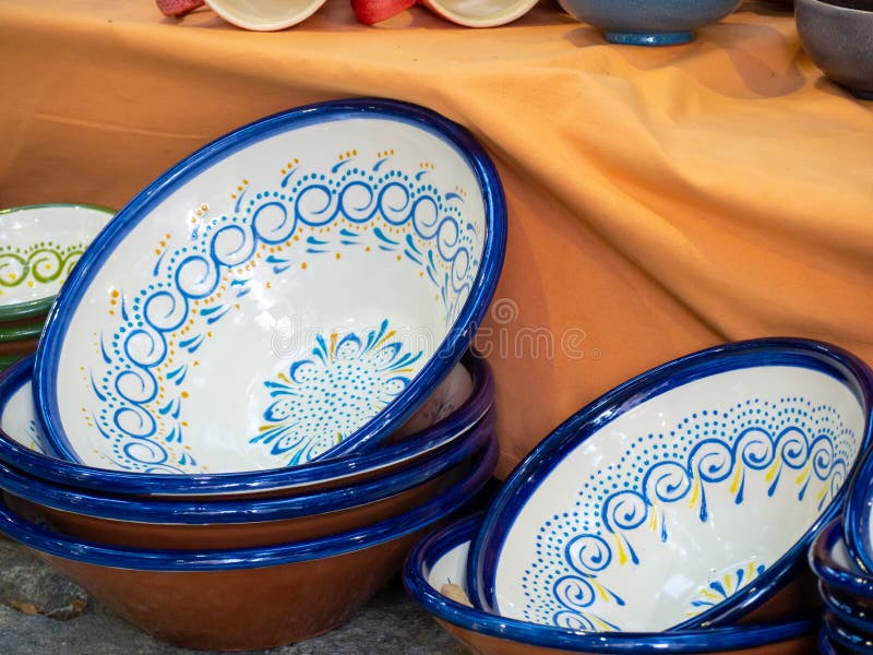 Pottery articles made by artisans by hand.