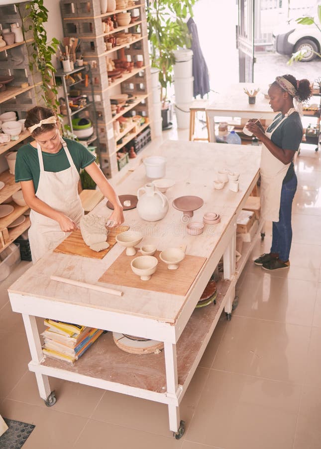 Pottery Business and People Sculpting Together for Creative
