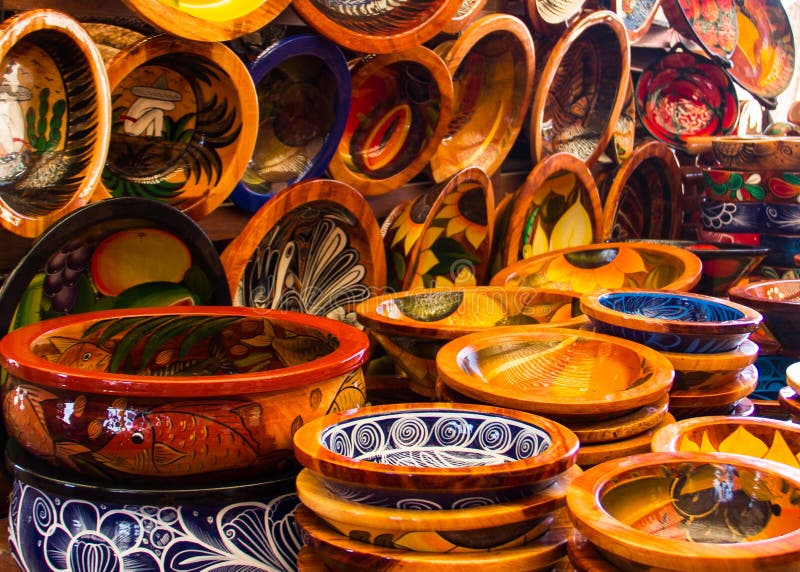 Pottery in a Mexican market.