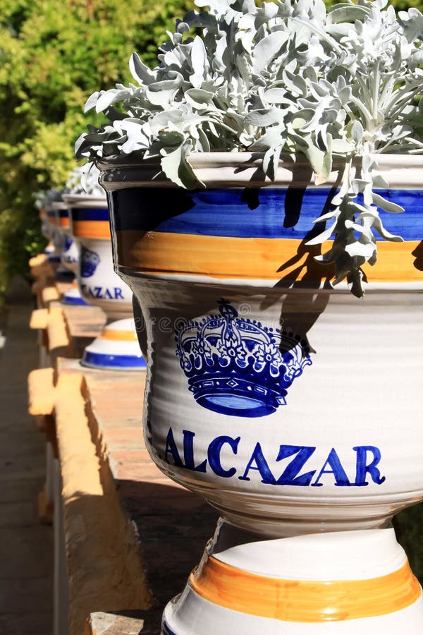 Pottery of Real Alcazar in Seville, Spain Stock Photo Image of