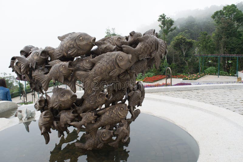 Pottery shape fish made for fountain royalty free stock photo