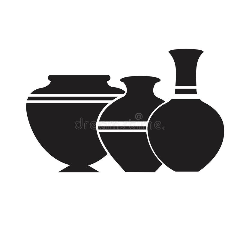 Pottery Silhouette Set Icon Vector Stock Vector Illustration of