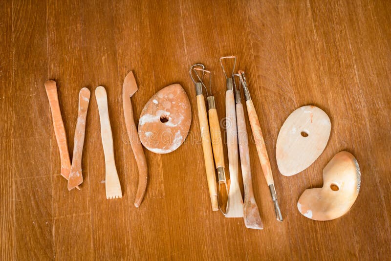 Pottery Studio Equipment. Wooden Modeling Tools Set. Ribs, Loop, Wire