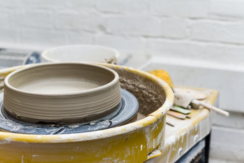 Pottery Wheel with Ceramics Tools for Making Art and Craft Objects from