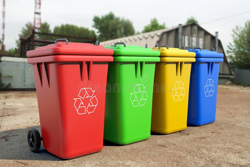 Poubelles multicolores de déchets photo stock Poubelles multicolores de déchets photo stock