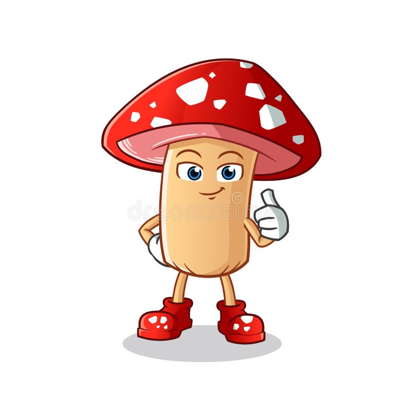 Pouces de champignon vers le haut d'illustration de bande dessinée de vecteur de mascotte illustration stock Pouces de champignon vers le haut d'illustration de bande dessinée de vecteur de mascotte illustration stock