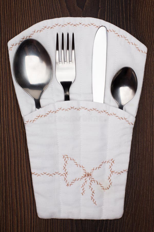 Pouch with Fork, Spoon and Knife Stock Photo Image of lunch, utensil