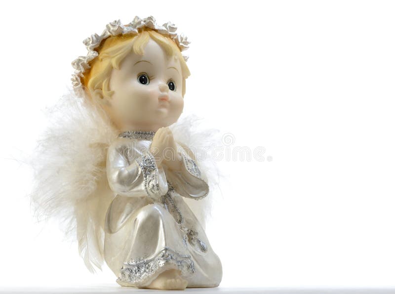 Pouco anjo da guarda isolado no fundo branco Decoração do vintage fotos de stock Pouco anjo da guarda isolado no fundo branco Decoração do vintage fotos de stock