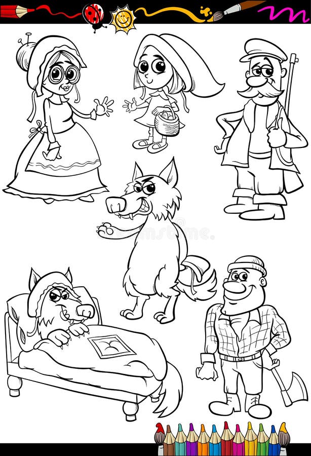 Pouco livro para colorir da capa de equitação vermelha ilustração do vetor Pouco livro para colorir da capa de equitação vermelha ilustração do vetor