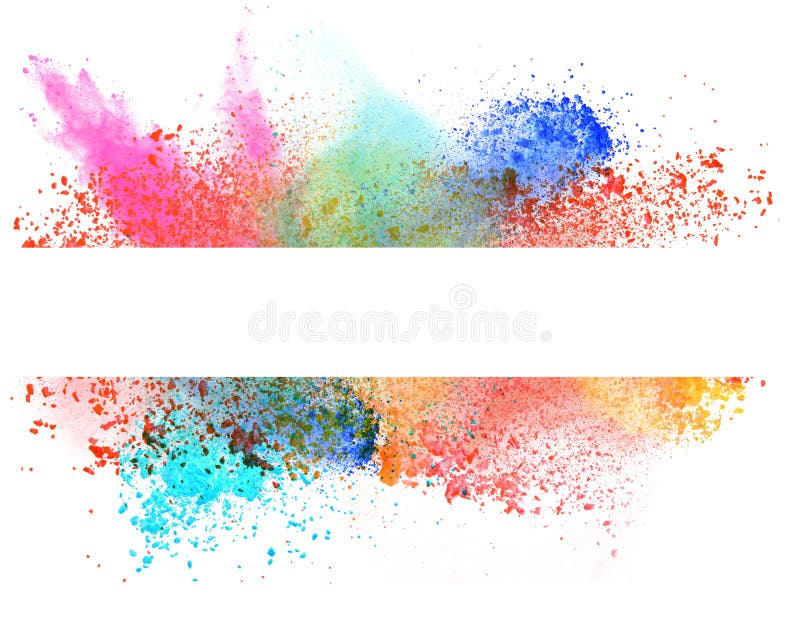 Launched colorful powder, isolated on white background. Launched colorful powder, isolated on white background