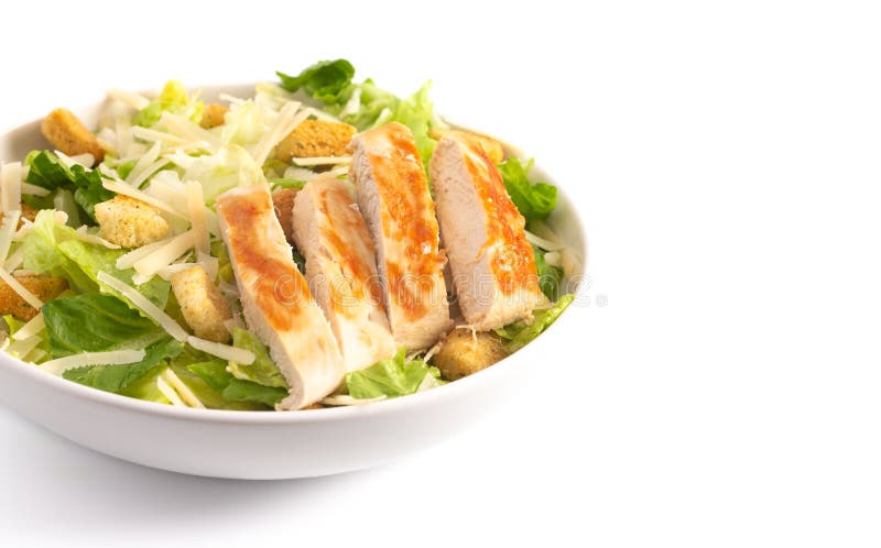 Poulet Caesar Salad Isolated sur un fond blanc image stock