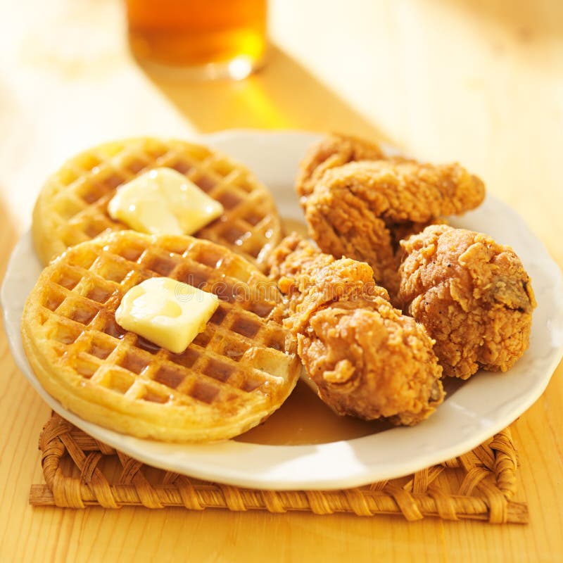 Poulet frit et repas de gaufres photographie stock Poulet frit et repas de gaufres photographie stock