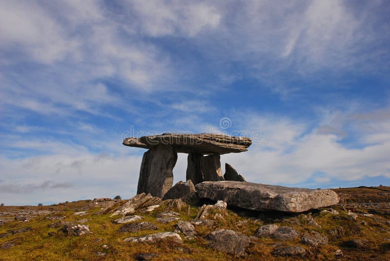Poulnabrone dolmen, a portal tomb in The Burren, County Clare in Ireland. This dates back to the Neolithic period, probably between 4200 BC and 2900 BC. Poulnabrone dolmen, a portal tomb in The Burren, County Clare in Ireland. This dates back to the Neolithic period, probably between 4200 BC and 2900 BC.