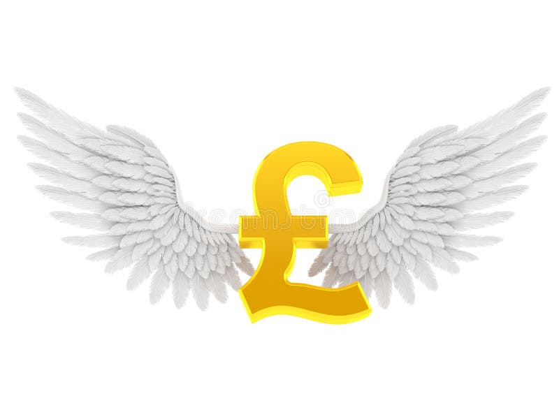 Pound Currency with Angel Wings Stock Illustration Illustration of