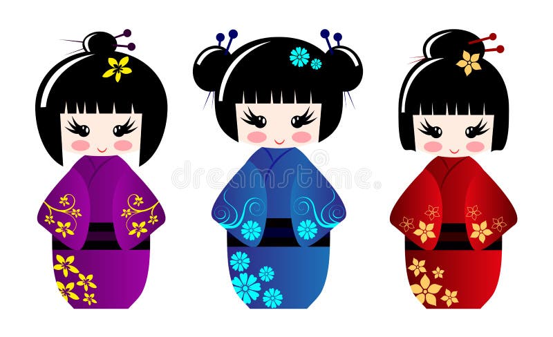 personnage de poupée kokeshi japonaise mignonne. illustration de vecteur de  dessin animé 2928085 Art vectoriel chez Vecteezy