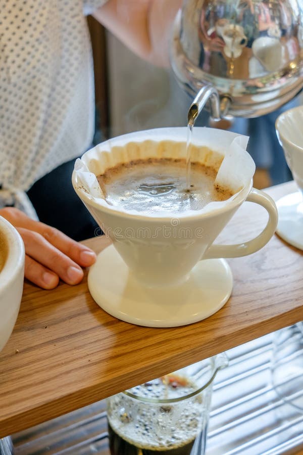 Pour over coffee brewing royalty free stock photo