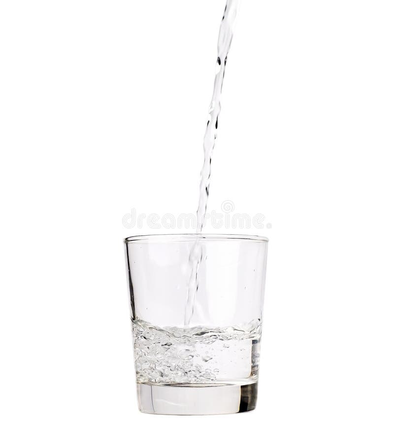 Pour water into a glass isolated with clipping path included