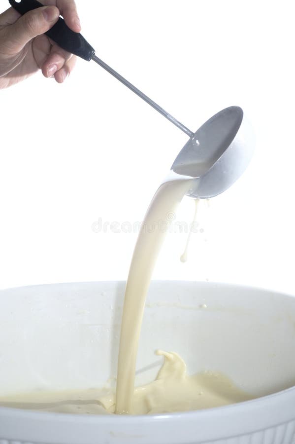 Pouring the batter