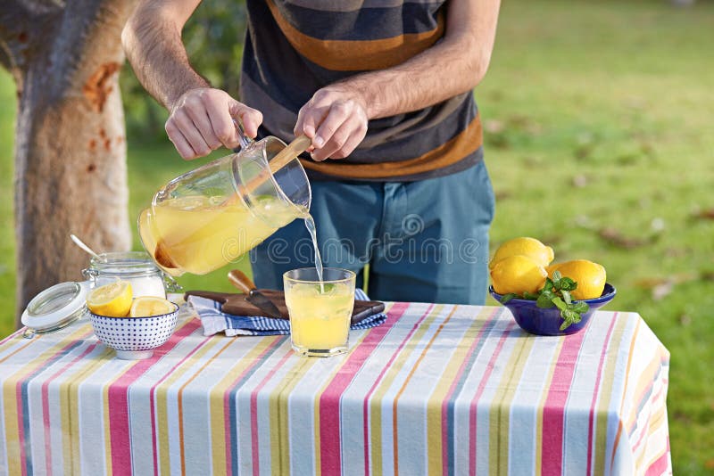 Pouring Homemade Lemonade Into Glass Stock Photo Image of fresco