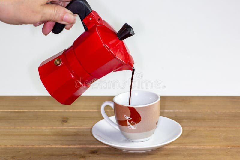 Pouring a Hot Expresso Coffee into a Glass Stock Image Image of retro