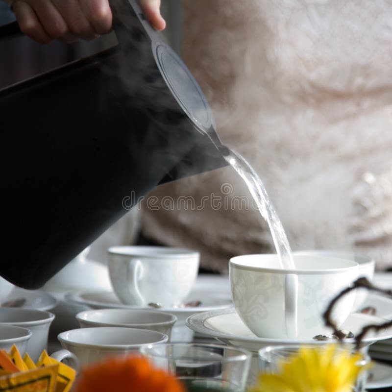 Pouring Hot Water Stock Photo Image 4392360