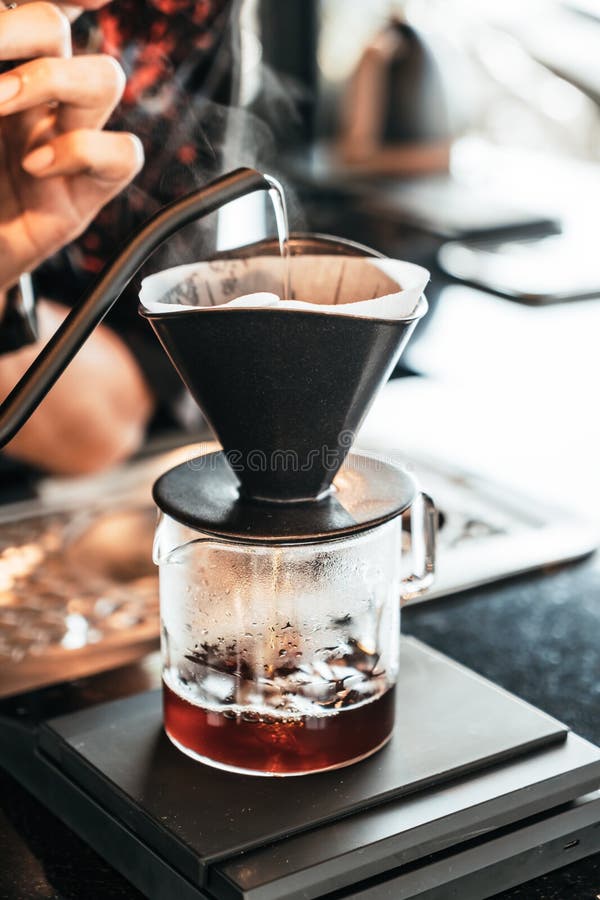 Pouring Hot Water for Dripping Coffee Stock Image Image of brewed, filter 201370521