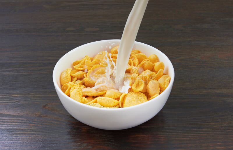 Milk With Corn Flakes For Breakfast Stock Image Image of meal, food