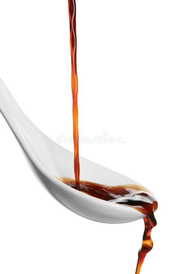 Pouring Soy Sauce into Spoon Against White Stock Image Image of culinary, dressing 147554805