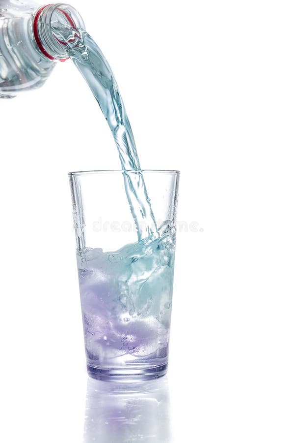 Pouring Water in Glass with Ice Cubes Stock Image Image of drink