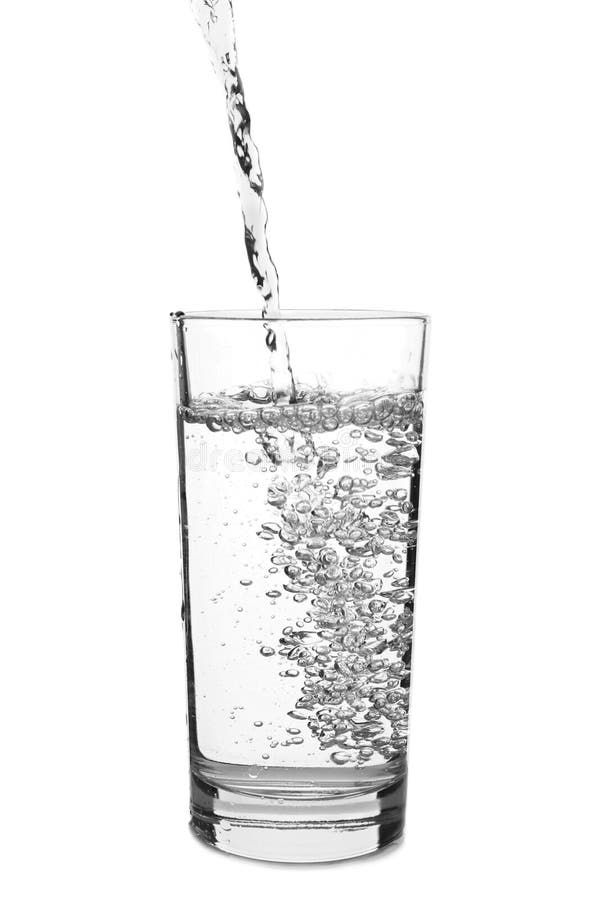 Pouring of Water in Glass on White Background Stock Image Image of