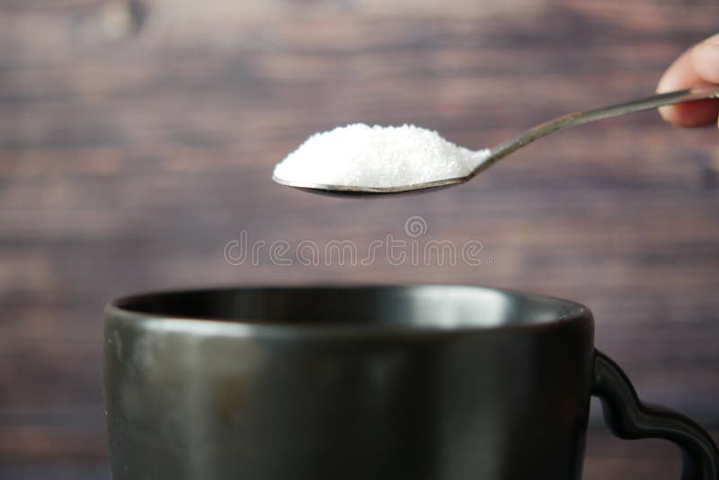 Pouring White Sugar in a Coffee Cup Stock Photo Image of nutrition