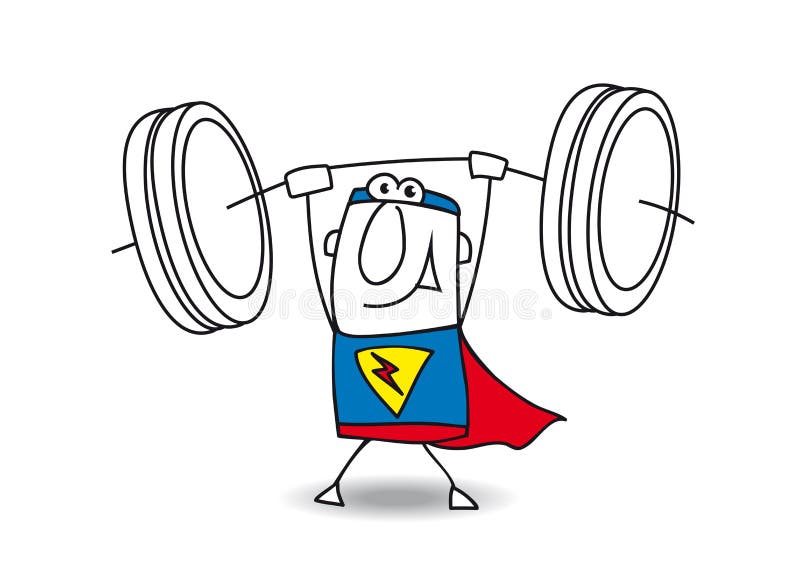 Poussoir de poids de super héros illustration de vecteur Poussoir de poids de super héros illustration de vecteur