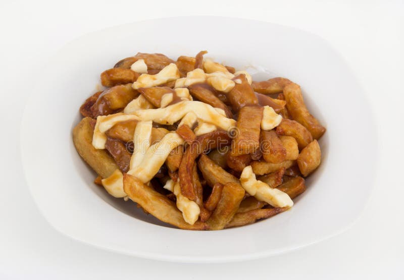 Poutine quebec meal with french fries stock image
