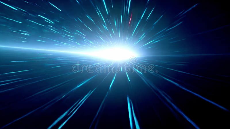 POV de alta velocidad dentro del núcleo interior de un acelerador de partículas futurista. stock de ilustración