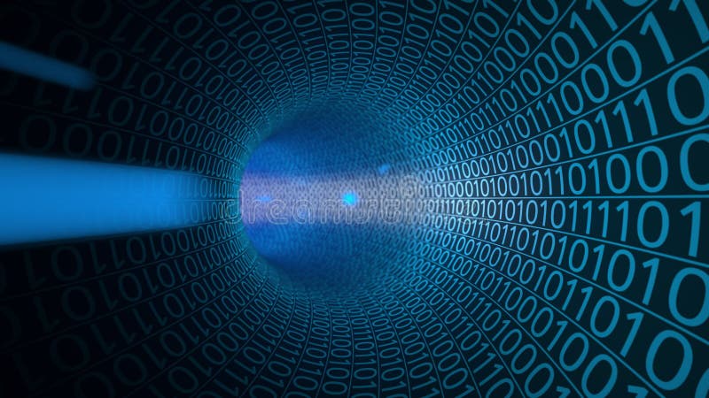 POV flight through abstract blue tunnel made with zeros and ones. Hi-tech background. Communication, binary data royalty free illustration POV flight through abstract blue tunnel made with zeros and ones. Hi-tech background. Communication, binary data royalty free illustration