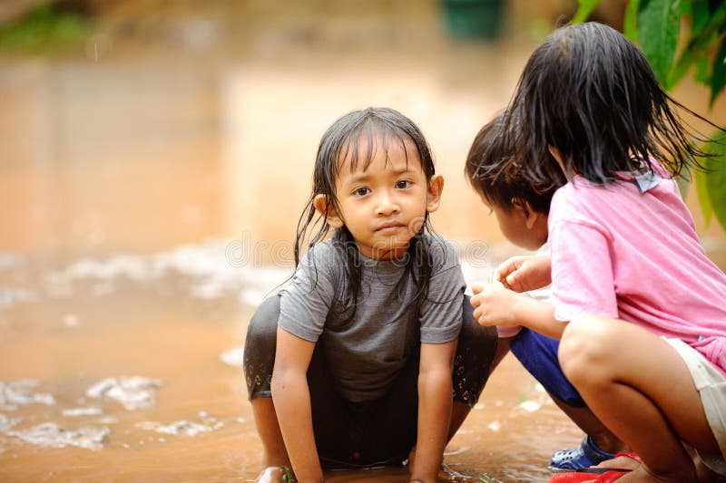 Poverty Children, Flood royalty free stock images Poverty Children, Flood royalty free stock images