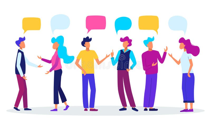 Povos com bolhas do discurso Conversa dos povos Ilustração do vetor do conceito de uma comunicação ilustração royalty free Povos com bolhas do discurso Conversa dos povos Ilustração do vetor do conceito de uma comunicação ilustração royalty free