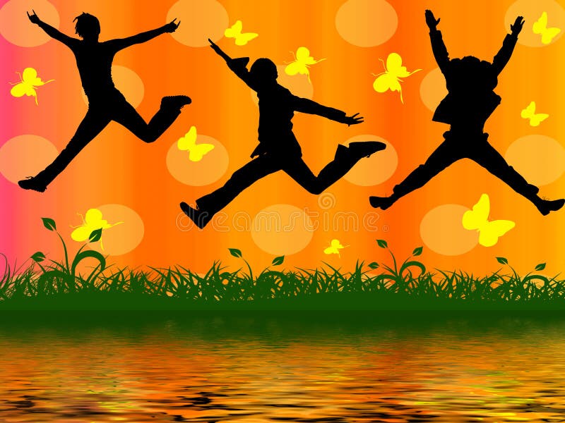 Pessoas a saltar ilustração royalty free