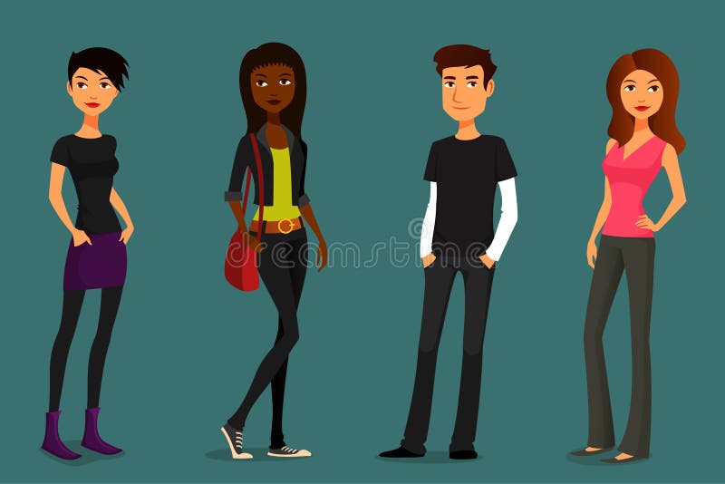 Povos dos desenhos animados em vários equipamentos ilustração royalty free Povos dos desenhos animados em vários equipamentos ilustração royalty free