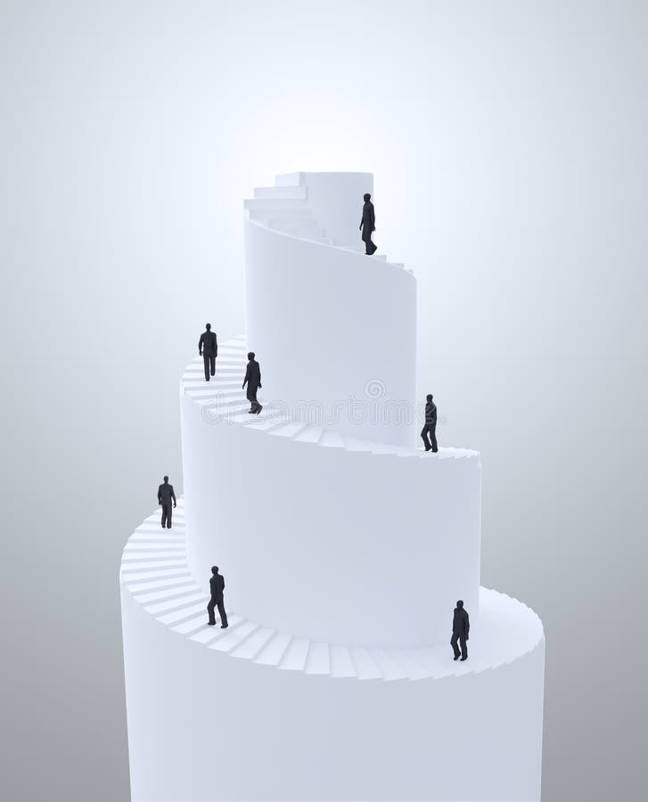 Pessoas minúsculas a escalar uma torre em espiral ilustração royalty free