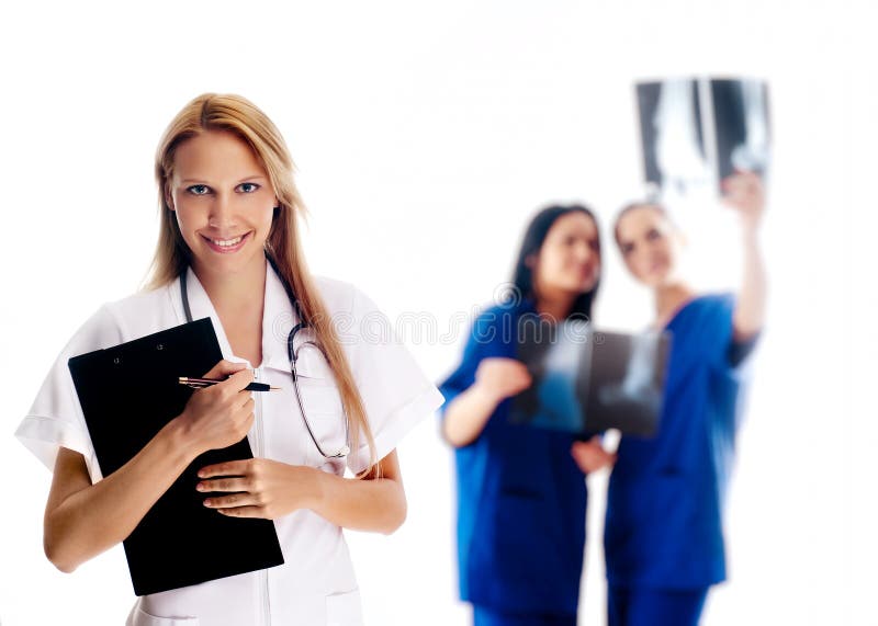 Pessoas médicas sorridentes fotografia de stock