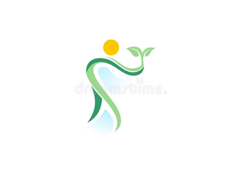 Povos, planta, termas, logotipo, bem-estar natural da saúde, ícone do símbolo da ecologia ilustração do vetor Povos, planta, termas, logotipo, bem-estar natural da saúde, ícone do símbolo da ecologia ilustração do vetor