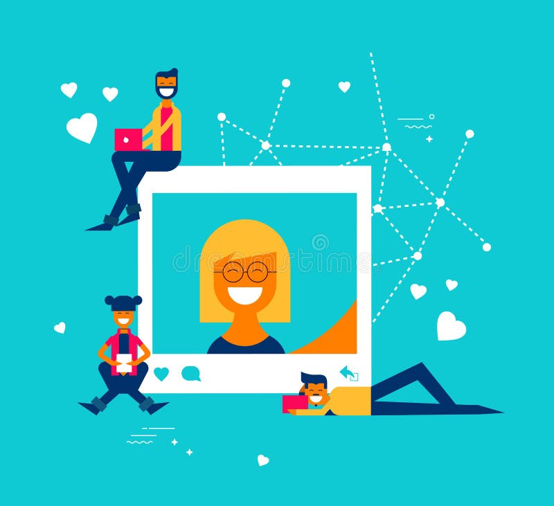Povos que reagem ao cargo social da foto da rede dos meios ilustração stock Povos que reagem ao cargo social da foto da rede dos meios ilustração stock