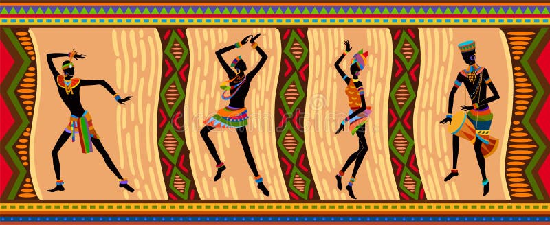 Povos étnicos do africano da dança ilustração royalty free Povos étnicos do africano da dança ilustração royalty free